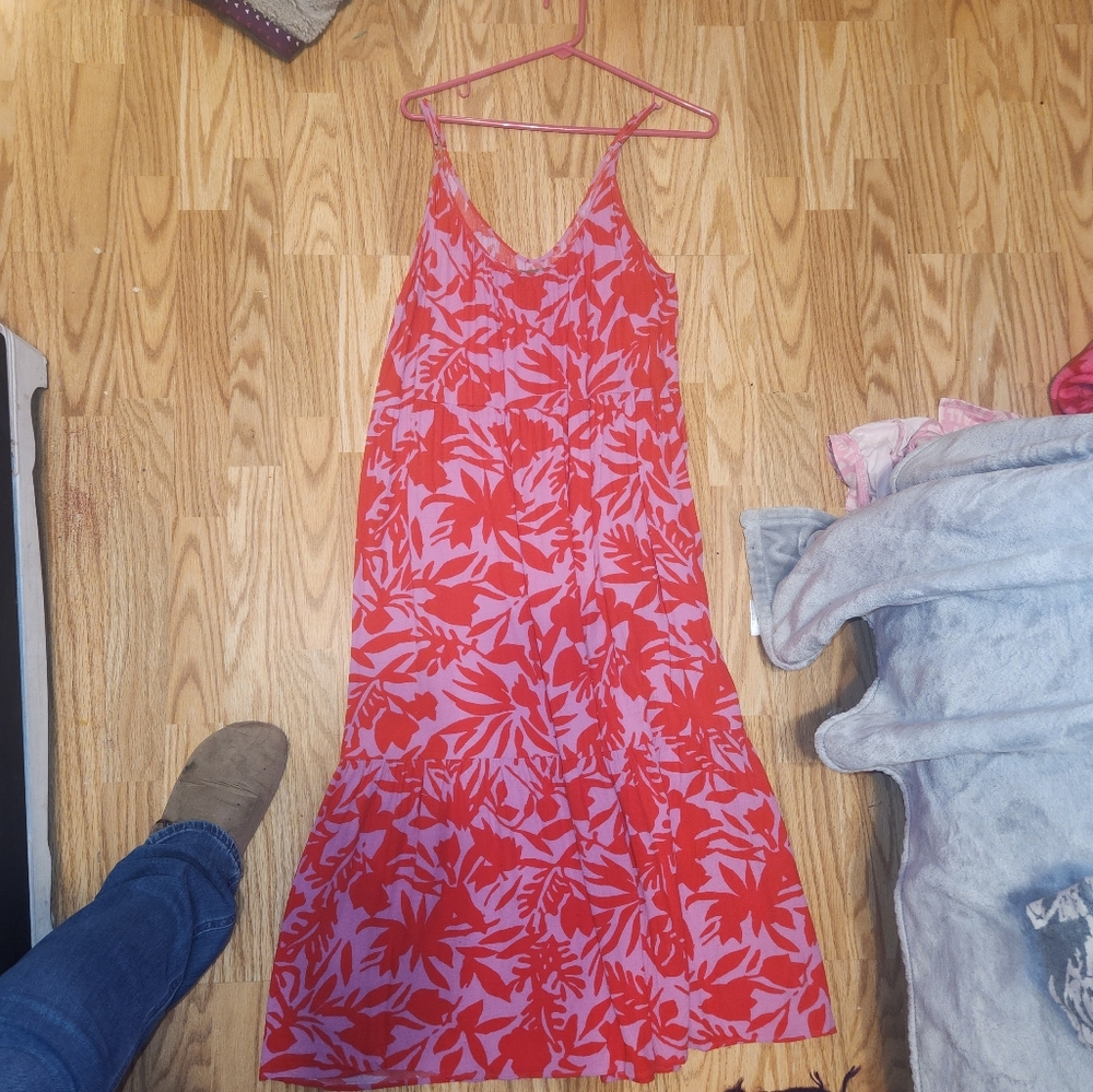 Maxi Dress Red and Purple Floral